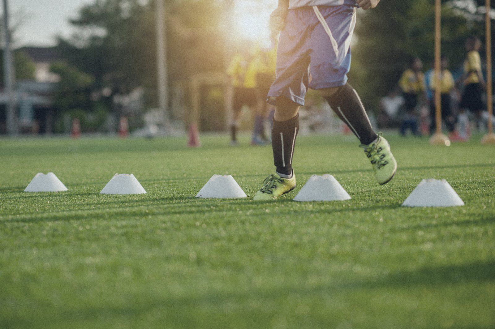 Young footballers training